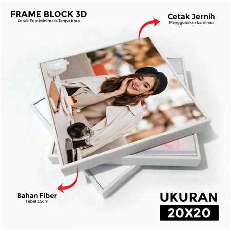 Jual Cetak Foto Bingkai Fiber 20x20 Frame Block Tebal Tanpa Kaca