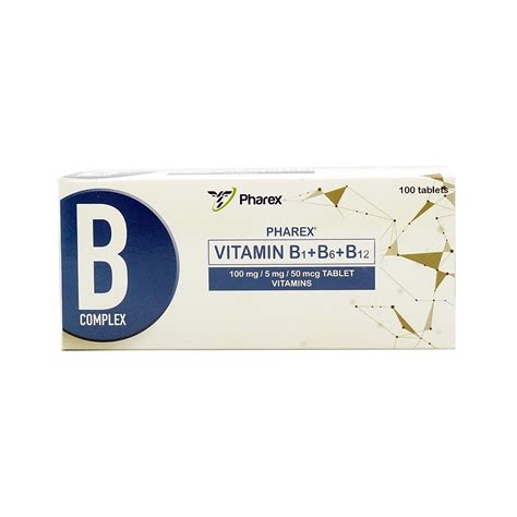 Pharex B Complex Vitamin B1 B6 B12 100mg5mg50mcg Tablets 10pcs