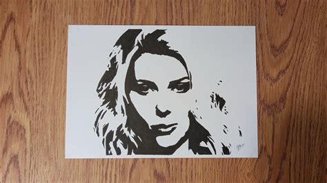 Stencil Scarlett Johansson Drawing Aron Art Drawing Youtube