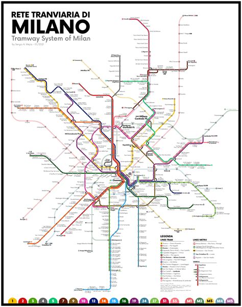 Oc Diagram Tramway System Of Milan Italy Metro Rtransitdiagrams