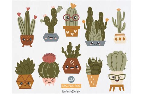 Boho Cactus Succulent Clipart Graphic By Nafanya · Creative Fabrica