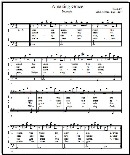 Listen to a recording of the sheet music by clicking the blue button. Free Printable Music Sheets Amazing Grace Solos and Duet ...