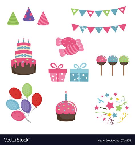 Happy Birthday Icons Set Royalty Free Vector Image