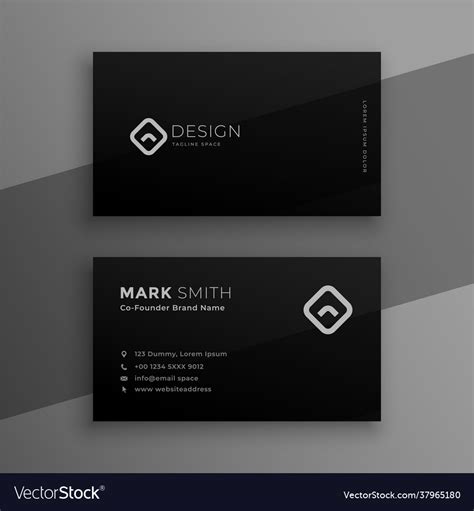 Dark Black Elegant Business Card Template Design Vector Image
