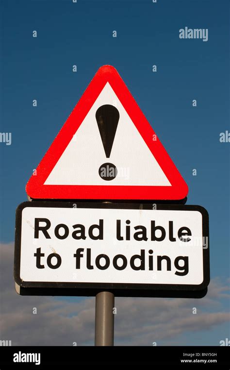 Road Liable To Flooding Warning Sign Stock Photo Alamy