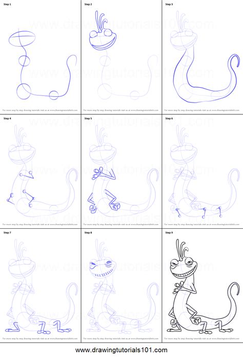 How To Draw Randall Boggs From Monsters Inc Printable Step By Step Drawing Sheet