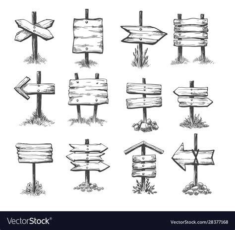 Doodle Direction Signs Royalty Free Vector Image