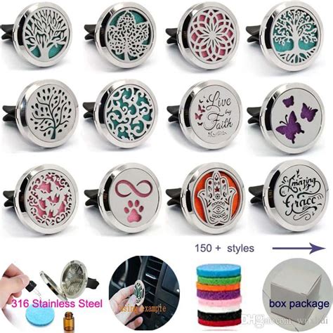 150 Designs 30mm Aromatherapy Essential Oil Diffuser Locket Black Magnet Opening Car Air