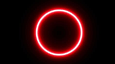 Animated Red Slowly Flashing Neon Circle On Black Background Blinking