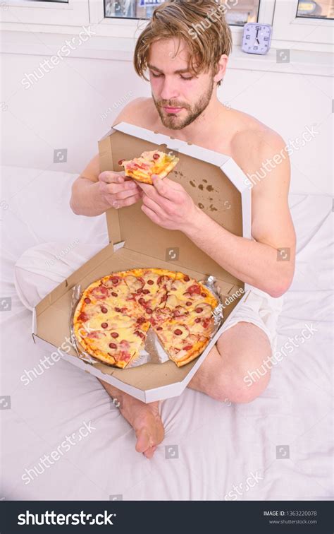 Guy Naked Covered Pizza Box Sit Stock Photo Shutterstock