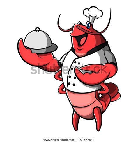 Red Muscle Lobster Chef Serves Food Stock Vector Royalty Free 1180827844