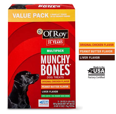 Ol Roy Munchy Bones Dog Treats Value Pack Chicken Liver And Peanut
