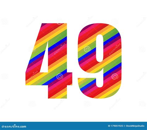 49 Number Rainbow Style Numeral Digit Colorful Number Vector
