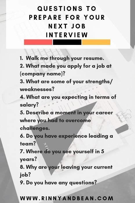 Questions To Prepare For Your Next Job Interview Career Tips