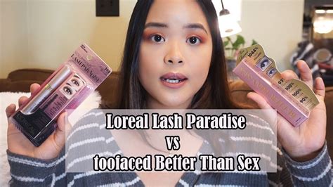 loreal lash paradise vs toofaced better than sex mascara youtube