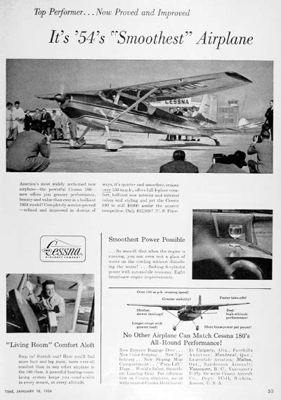 1954 Cessna 180 Airplane Classic Vintage Print Ad