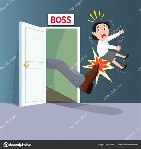 Businesswoman Being Kicked Out Door Dismissed Her Job Boss Kick Stock Vector Image By
