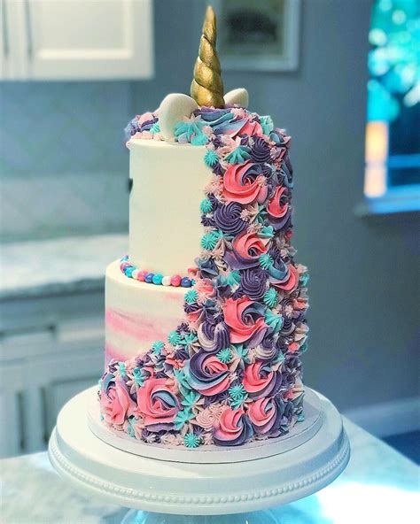 Learn how to make an adorable unicorn cake in this cake decorating tutorial by mycakeschool.com! Two tiered unicorn cake | Tiered cakes birthday, Unicorn ...