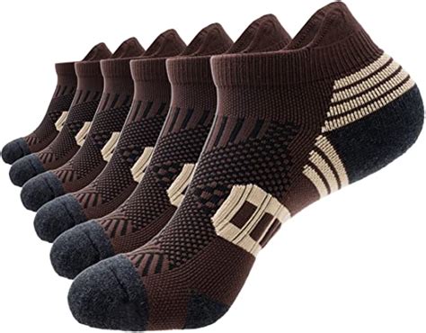 Mens Brown Athletic Running Ankle Socks Light Cushioned Tab Sports Low