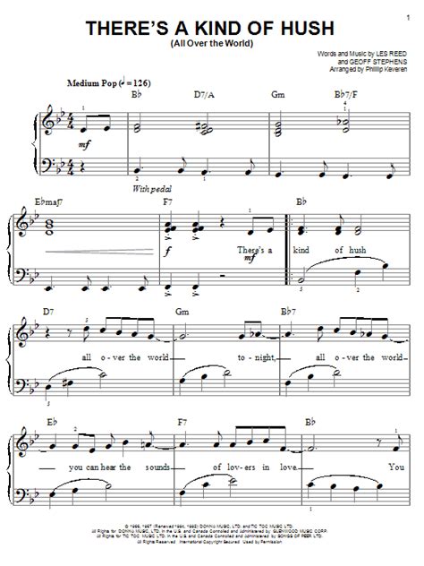 Theres A Kind Of Hush All Over The World Sheet Music