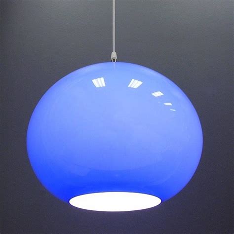 Vistosi Hanging Blue Murano Glass Globe Light Fixture