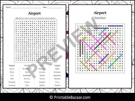 Airport Word Search Puzzle Worksheet Activity Teaching Resources