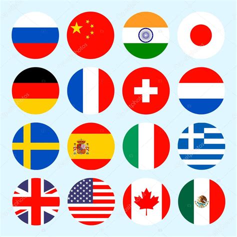 Círculo Banderas Vector Del Mundo Iconos De Banderas En Estilo Plano 2023