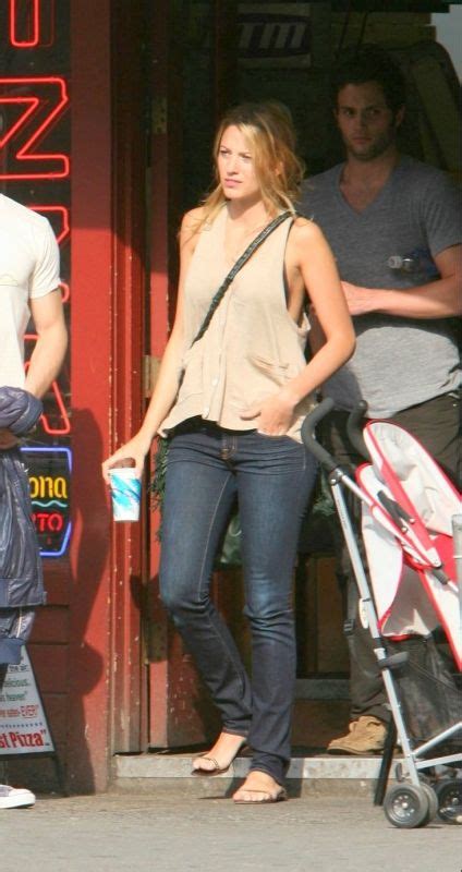 And it's not just the masonry that's soaring to new heights. Blake Lively wearing J Brand Lightweight Super Skinny ...