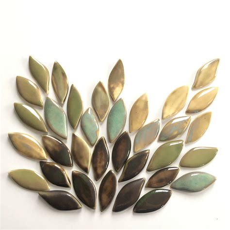 Botany Leaf Shaped Porcelain Mosaic Tiles Nature Inspired Mosaic