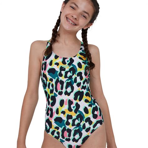 Speedo Junglespeak Allover Tieback Girls Swimsuit Run