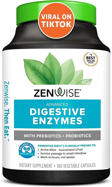 Zenwise Health Digestive Enzymes Plus Prebiotics And Probiotics Supplement 180 Servings Vegan