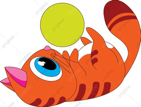 Kids Playing Ball Vector Hd Png Images Cat Playing Ball Cartoon Cat