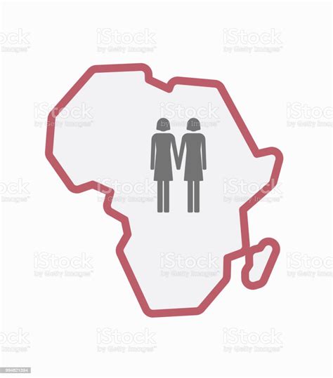 Isolierte Afrikakarte Mit Einem Lesbischen Paar Piktogramm Stock Vektor Art Und Mehr Bilder Von