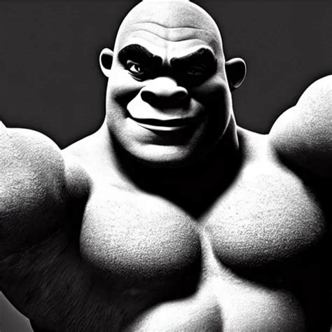 Buff Shrek Posing For A Photoshot Monochrome Strong Stable