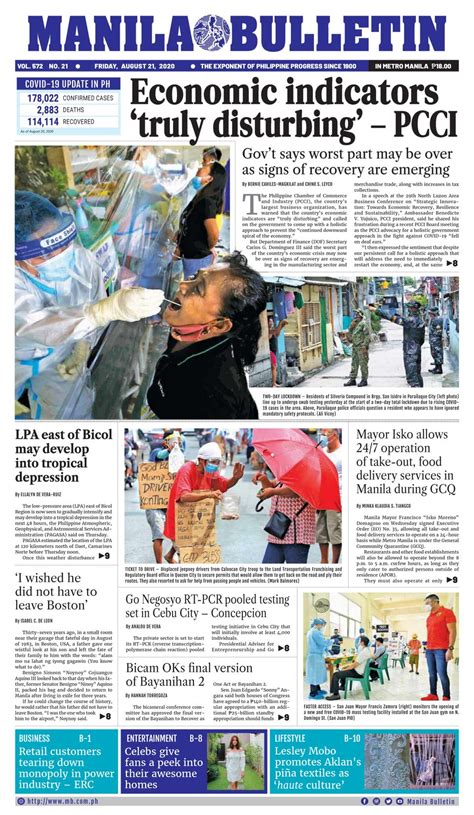 Manila Bulletin August 21 2020 Newspaper Get Your Digital Subscription