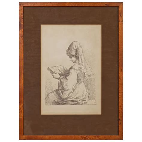 Stipple Engraving A Sibyl Reading Bartolozzi After Il Guercino Sepia