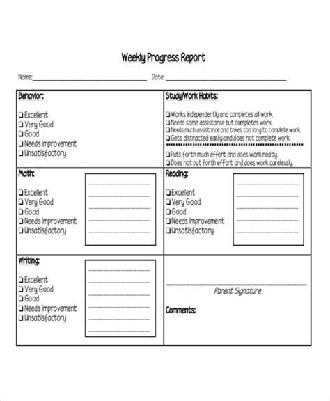 Student Progress Report Template Doc Aktin