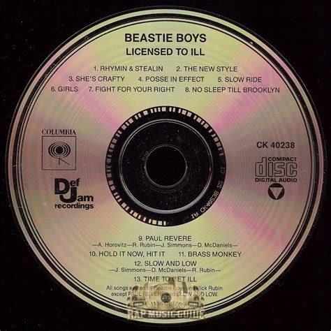 Beastie Boys Licensed To Ill 2nd Press Cd Rap Music Guide