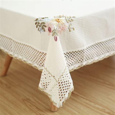 Floral Tablecloth White Lace Cotton Linen So Smart Deco