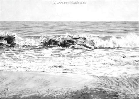 Seascape In Pencil By Anna Shipstone Landscape Drawings Water Sketch