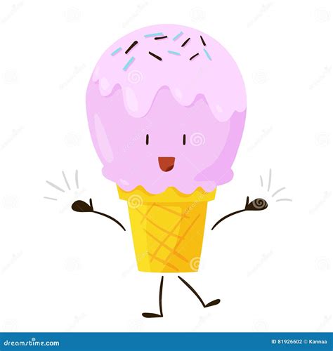 Funny Fast Food Ice Cream Icon Stock Vector Illustration Of Chip