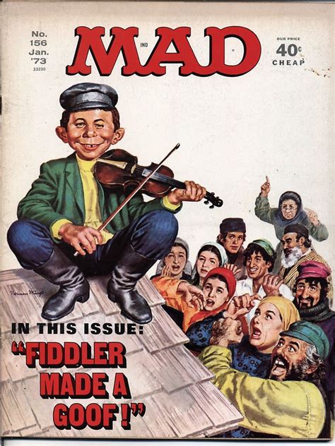 Vintage Mad Magazine 156 January 1973 Fiddler On The Roof Cover Alfred