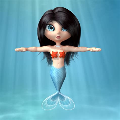 Cartoon Mermaid 3d Model