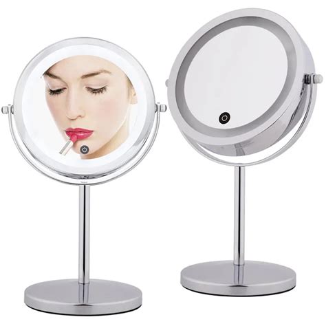 7 Inch 10x Magnifying Make Up Mirror Touch Screen Led Lighted Makeup Mirror Dual 2 Sided 360