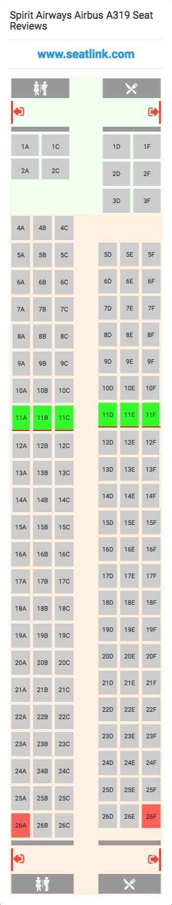 Spirit Airways Airbus A319 319 Seat Map Seating Seating Charts Airbus