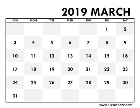 March 2019 Calendar Fillable March Calendar Printable Free Printable