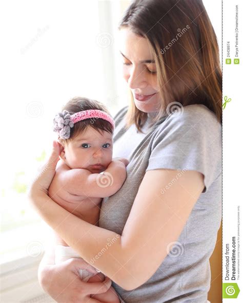 Happy Smiling Mother With Baby Stock Photo Image Of Baby Girl 24438974