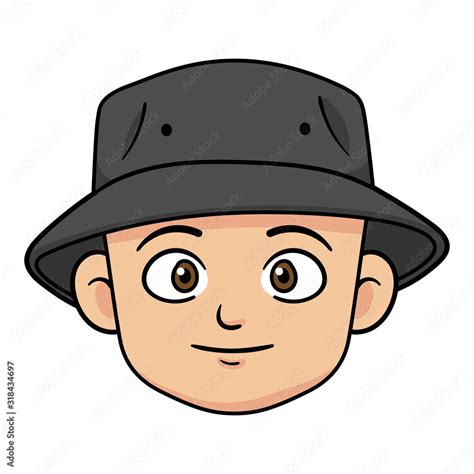 Cartoon Boy Wearing Bucket Hat Avatar Illustration Vector De Stock