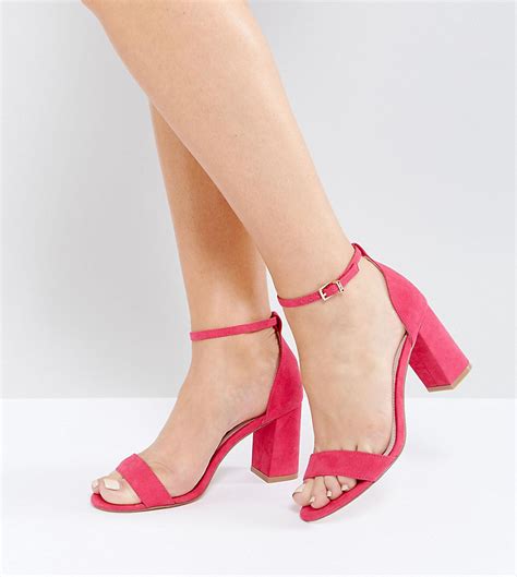 Faith Wide Fit Pink Heeled Sandals Hot Pink Mf Monroe Clothing