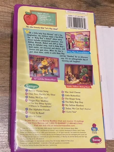 Vhs Barney Barneys Abcs And 123s Formerly Lets Play School Vhs